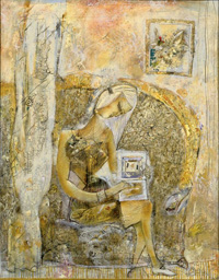 Расих Ахметвалиев-Читающая девушка , 1996 ,х.,м., 75х60